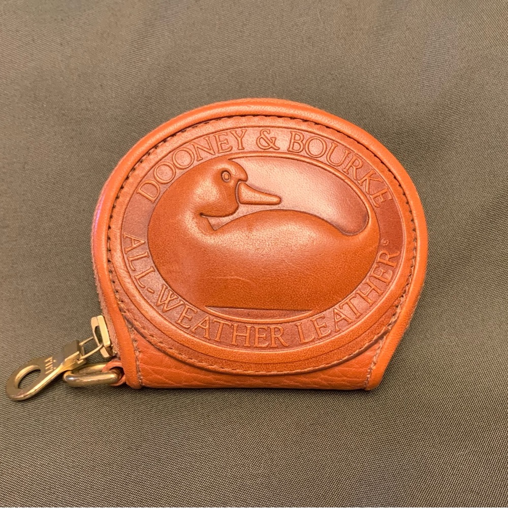 Vintage Dooney & Bourke All Weather Leather Tan Leather Coin Purse